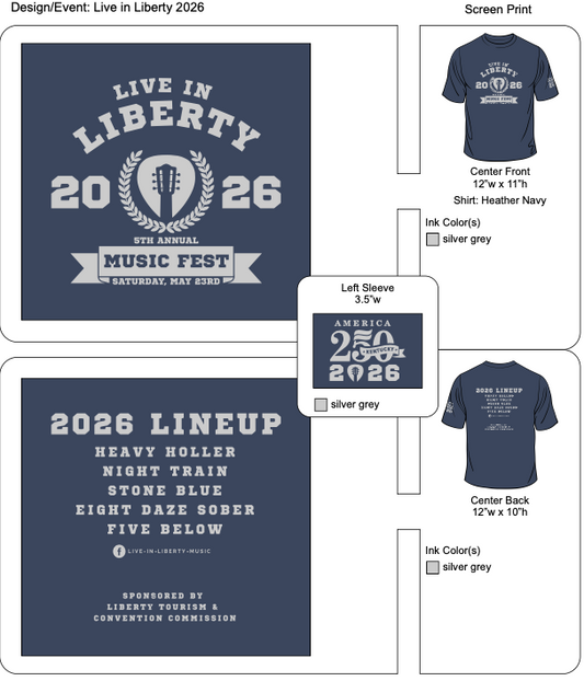 5th Annual Live in Liberty Music Festival Short Sleeve T-Shirt
